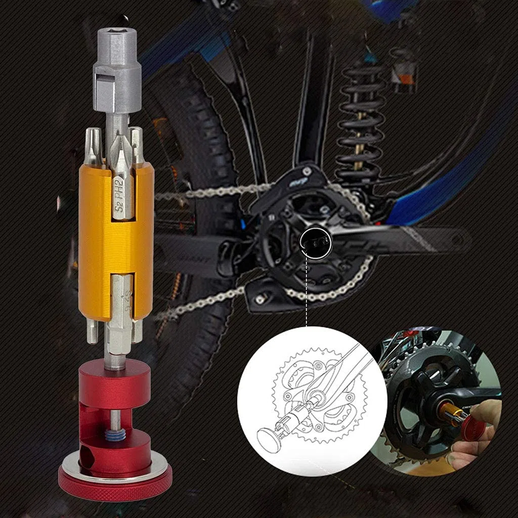 Outil de réparation 6 en 1 magnétique pour vélo - Peut être caché dans la BB, la route, le VTT - Outil multifonction T25 - Tournevis hexagonal 3/4/5/6 mm (rouge)