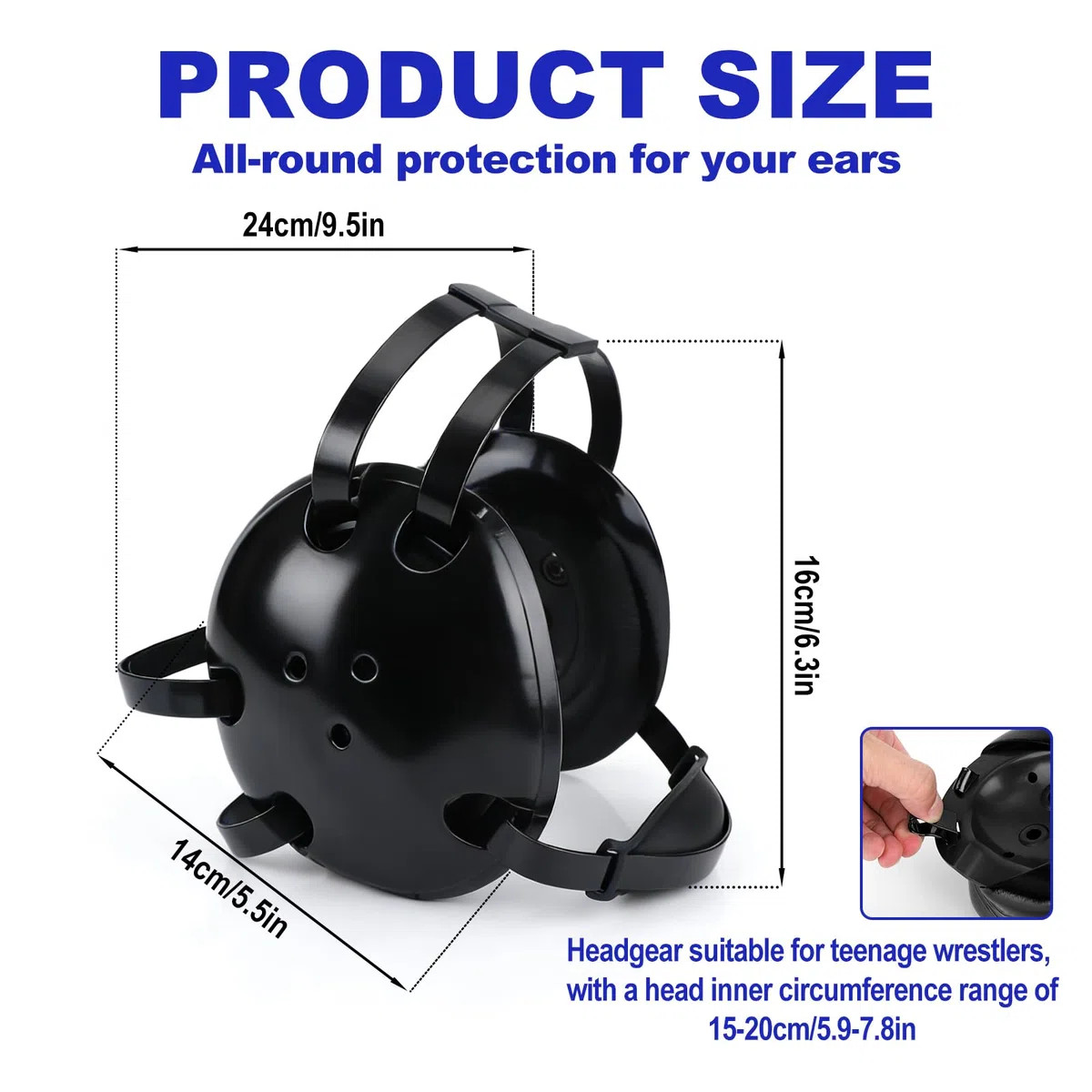 Jeunesse Lutte Protège-Tête, Ajustable Enfants Oreille Garde avec Système Sangle 5-Points Léger Casque Protection pour Garçons & Jeunes Lutteurs Entraînement et Compétition (Noir)
