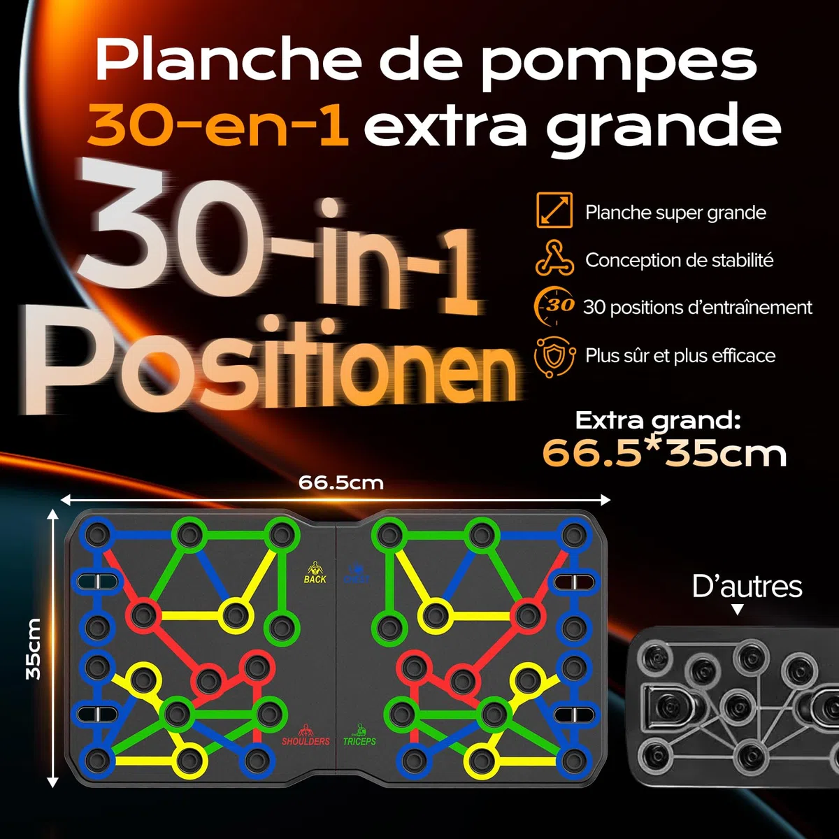 AERLANG planche a pompe,musculation sport maison musculation homme,push up board,extra grand 30-en-1,ensemble de planches push-up