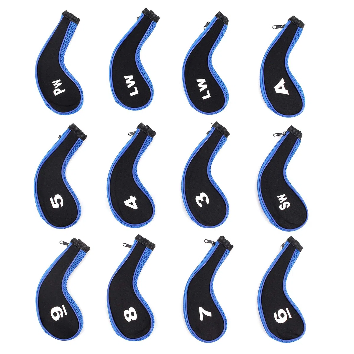 Capuchon de Protection pour Tête de Club de Golf - 12 Pcs Housses avec Fermeture Éclair - Protecteur pour Fers