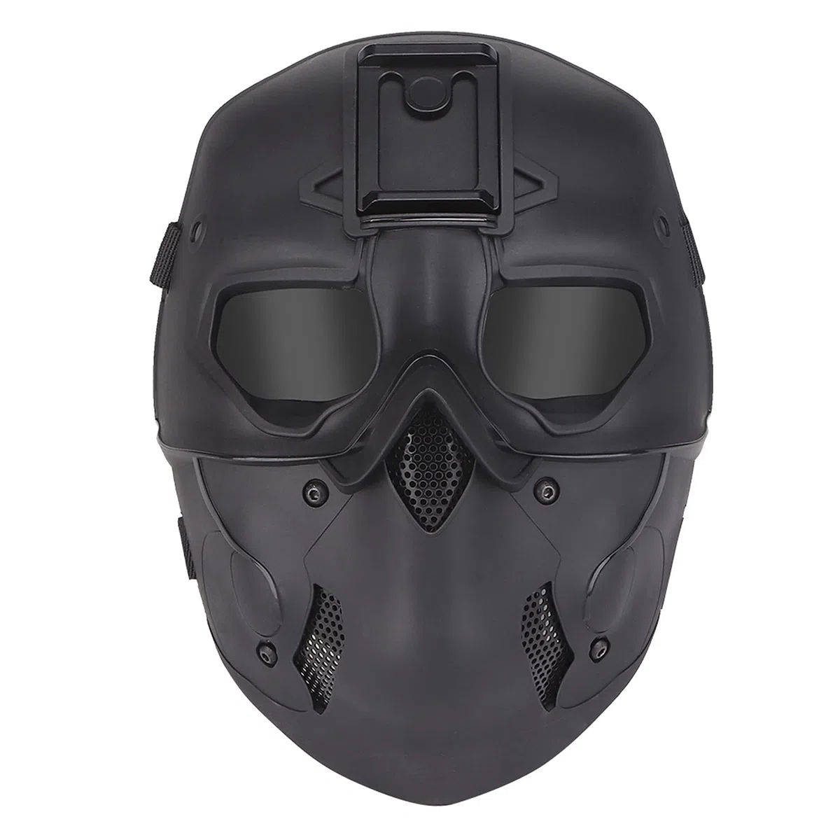 Masque tactique, masque de protection pour paintball avec visière complète en forme de tête de mort pour jeux de tirs, Halloween, cosplay, déguisement, fête - Noir (B)