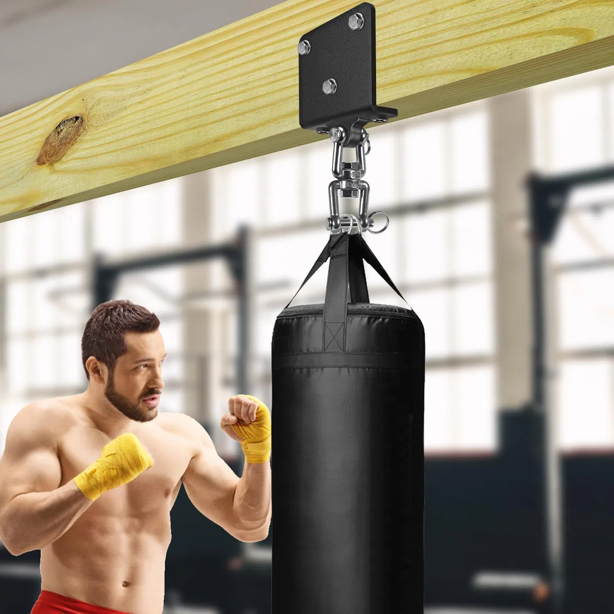 BeneLabel Support de Sac de Frappe, Fixation Poutre pour Sac de Boxe Suspension Crochet Lourd pour Accélérer l'exercice Entraînement Muay Thai Balançoire Hamac, 1000lbs