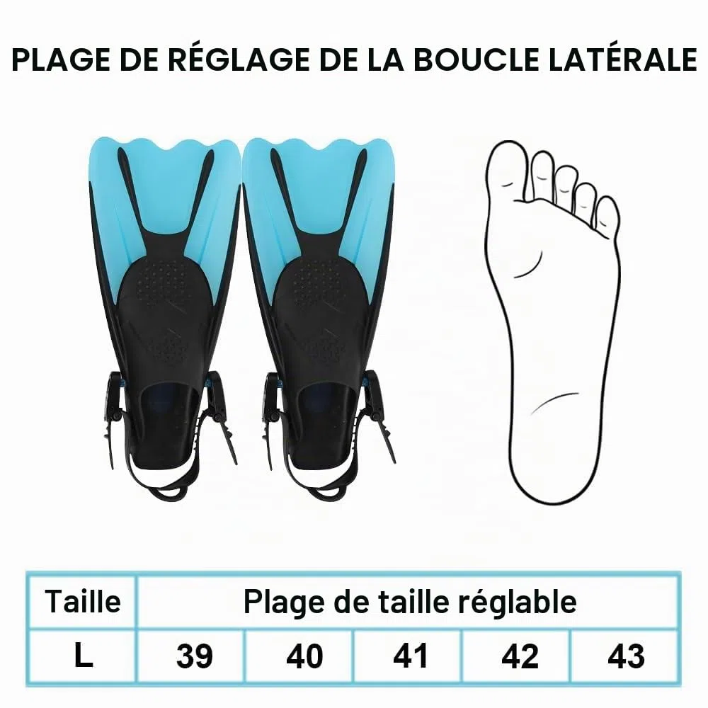 mizikuu Snorkel Swim Fins, Full Foot Snorkeling with Adjustable Buckles Free Diving Fins for Lap Diving Pool Unisex, Swim, Snorkel