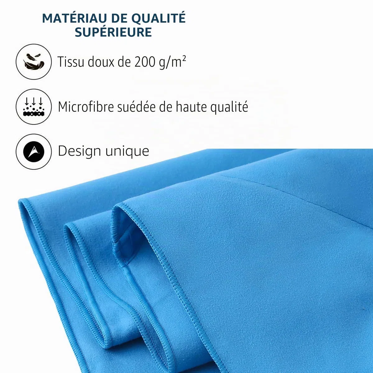 Eono Serviette en Microfibre, Microfiber Towel, Séchage Rapide - Super Absorbante - Ultra Compacte, Idéale pour Le Sport, Voyages, Plage, Camping, Randonnées, Yoga et Natation