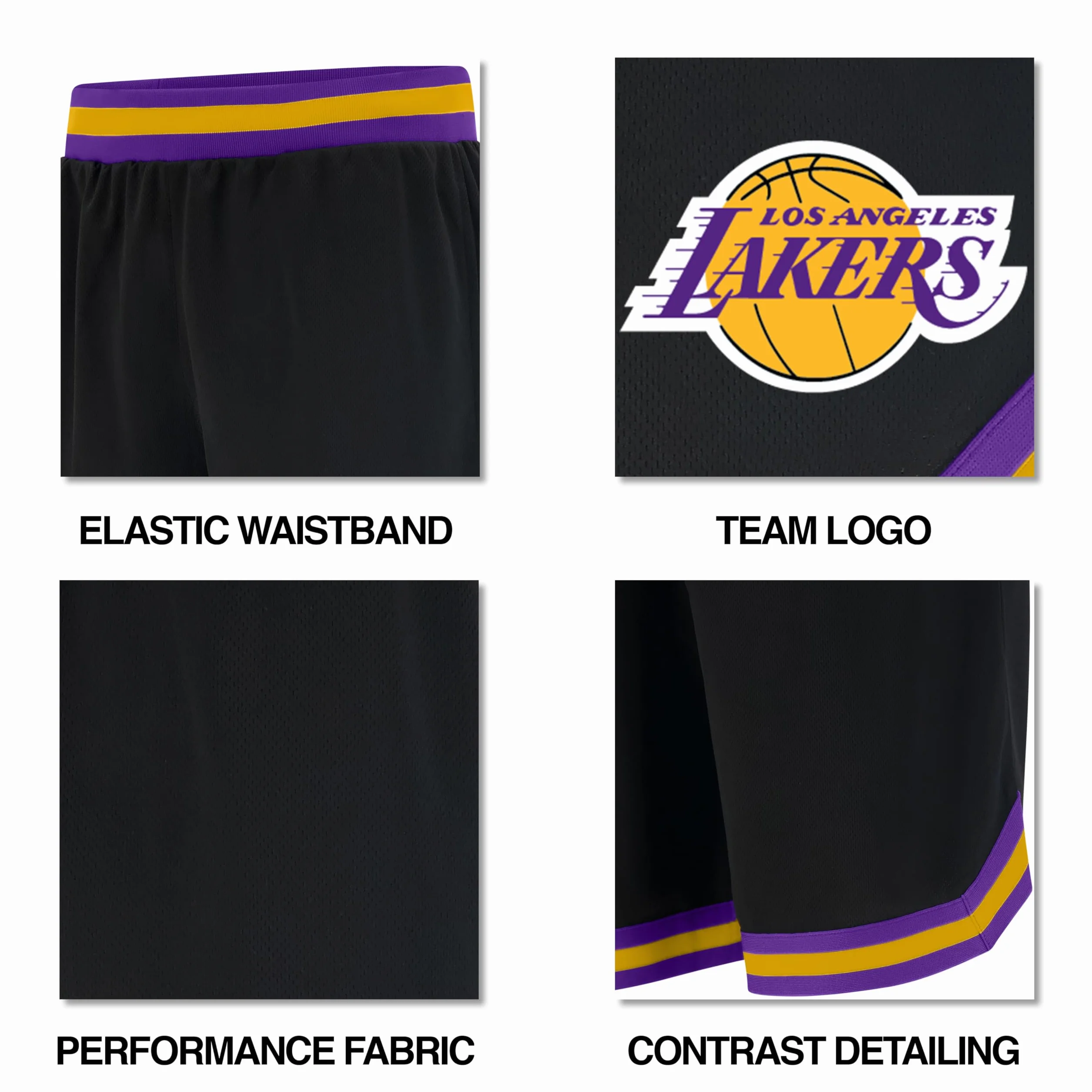 Unk NBA Short de Basket pour Homme GSM3547F avec Logo de l'équipe NBA tissé en polymaille, Noir, Taille XL