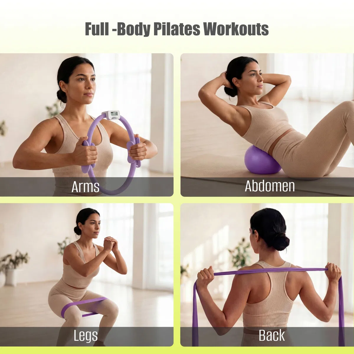 MaxU Pilates Kit pour Femmes Anneau avec Compteur, Cercle 35cm,Ballon,Bandes & Chaussettes.Équipement Complet idéal pour débutants à Domicile.Renforcez Votre Corps avec ce Set Polyvalent.