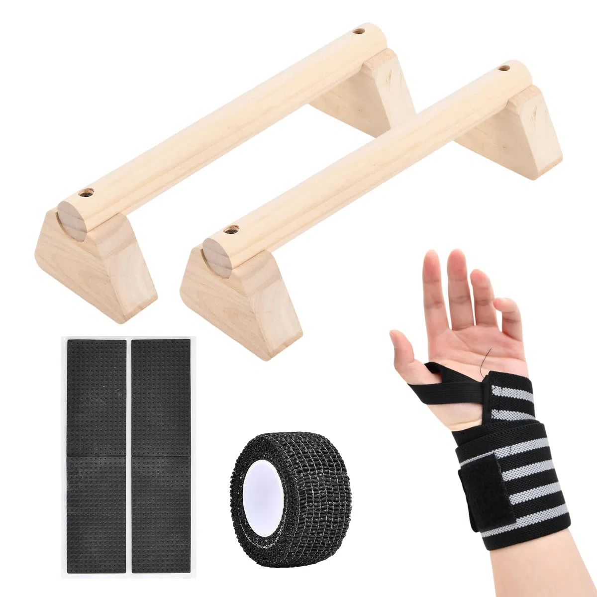 2 Pcs Barre Parallel 25cm 30cm, Épaisse, Capacité Charge 300kg, Parallettes avec Support Poignet Réglable, Base Antidérapante, Haltere Musculation, Poutre Gymnastique Push Up Calisthenics Yoga