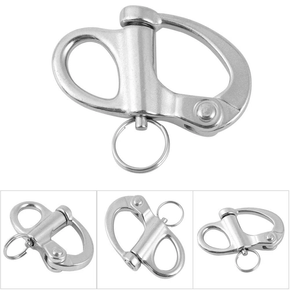 Manille à Attache Rapide Fixe Keenso en Acier Inoxydable avec Attache Rapide et Anneau Rond pour Bateau, Camion, fourgonnette, Caravane, remorque