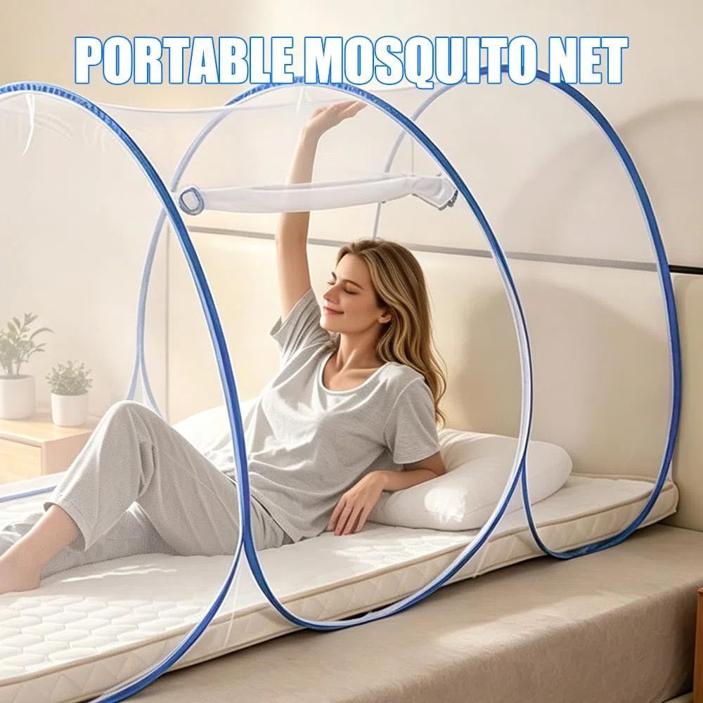 Moustiquaire Voyage, 190x90x90cm Moustiquaire Pop Up avec Fermeture Eclair, Moustiquaire Pliable Ultra Légère, Tente de Camping Portable, pour Lit Simple, Camping, ExtéRieur (Bleu)