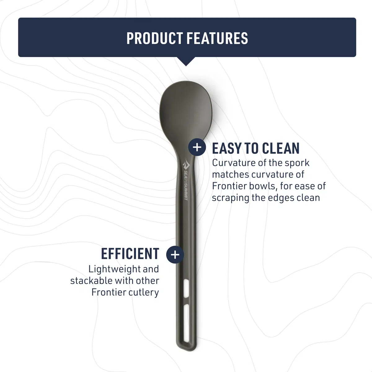 SEA TO SUMMIT - Frontier Long Handle Spoon - Cuillère de camping ultra légère à long manche - Compatible avec les couverts Frontier - Vaisselle de camping en aluminium anodisé dur - Lisse et mate - 12
