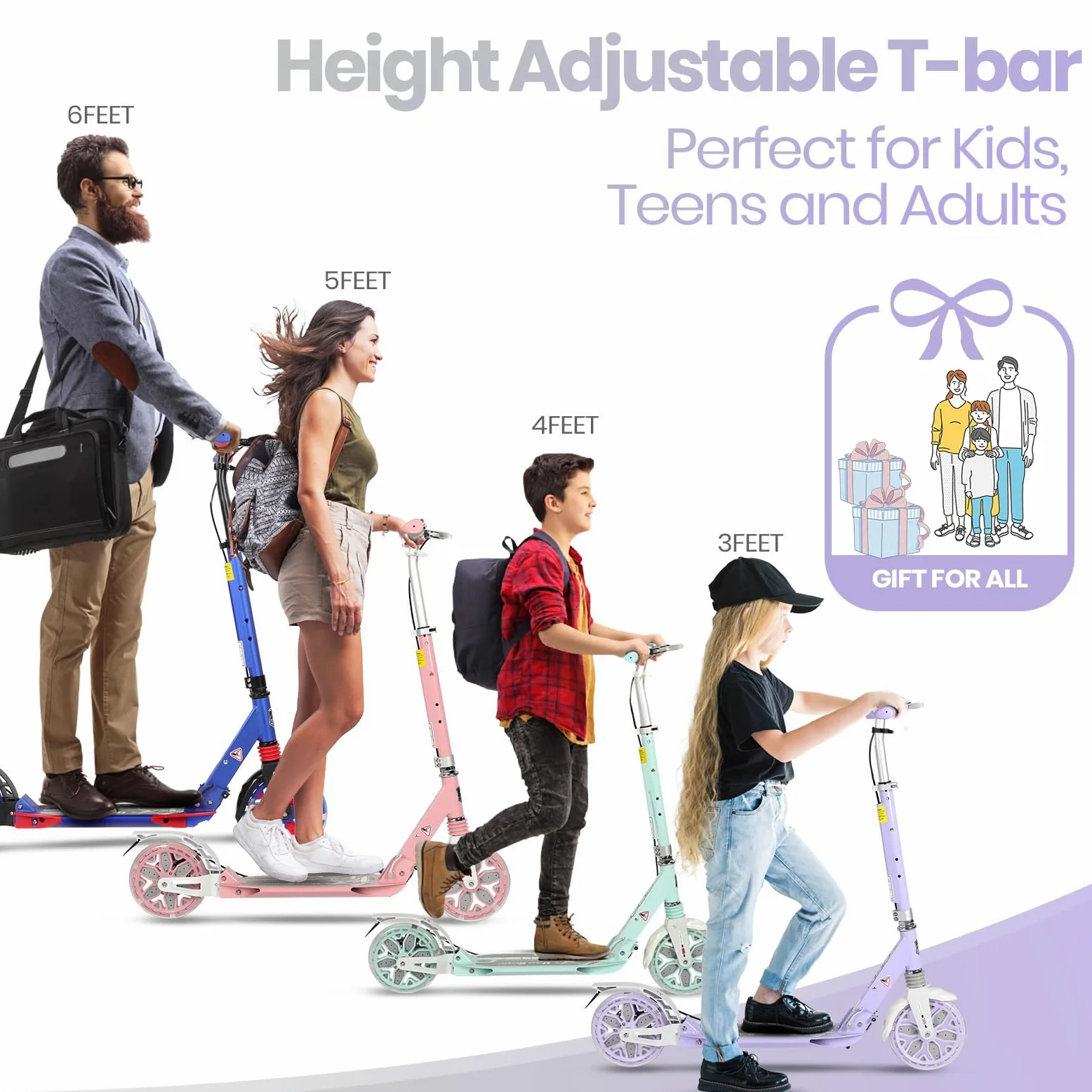 Trottinette Pliable pour Enfants âgés de 8 à 12 Ans, Grandes Roues de 200 mm pour Adultes avec Freins à Disque, Trottinette pour Adultes avec Sangle de Transport et Hauteur réglable pour Adolescents