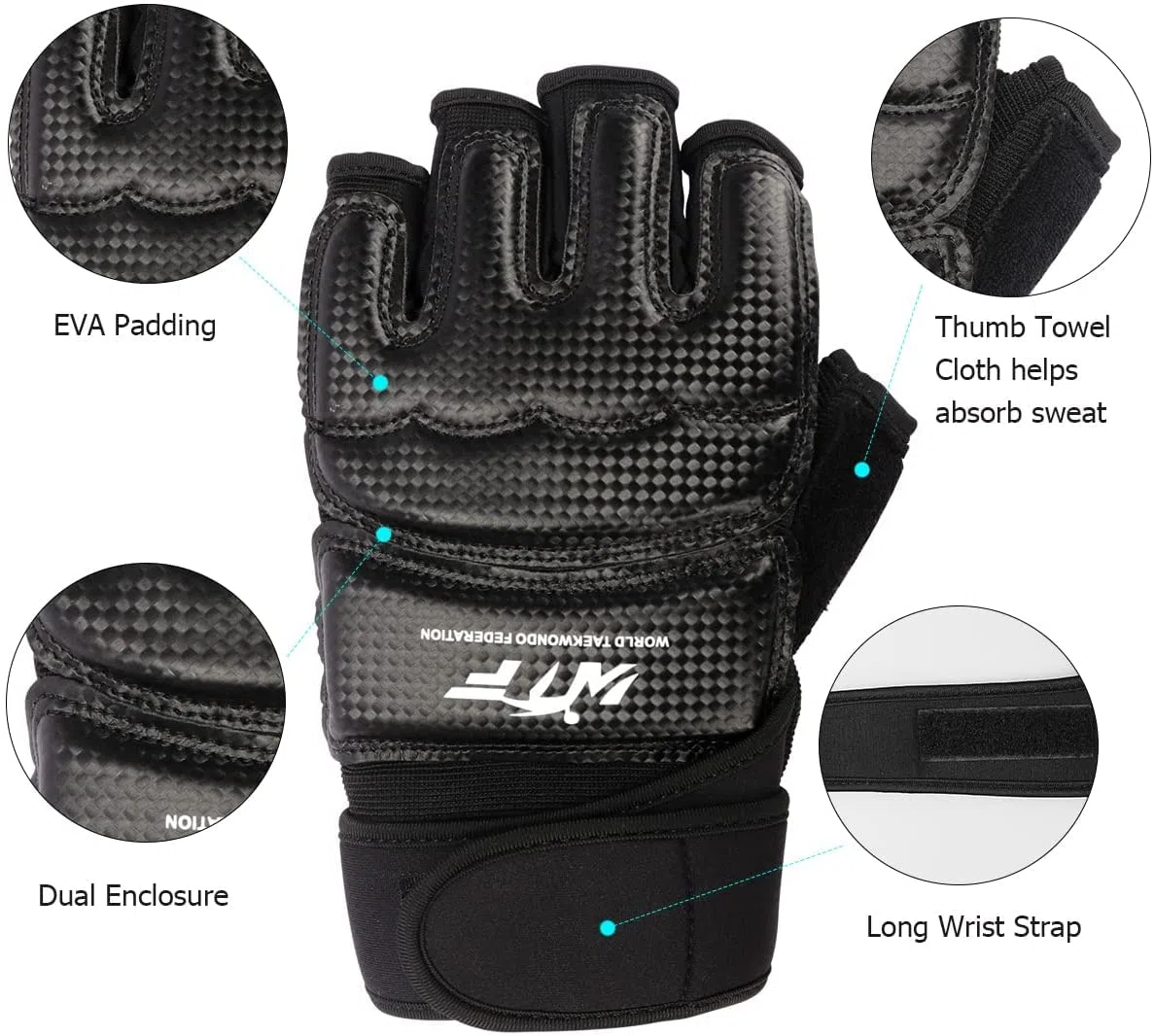 Gants MMA Entraînement d'art Martiaux, LangRay Gants de Boxe Karate Taekwondo Sparring pour Enfants & Adultes (Noir, L)