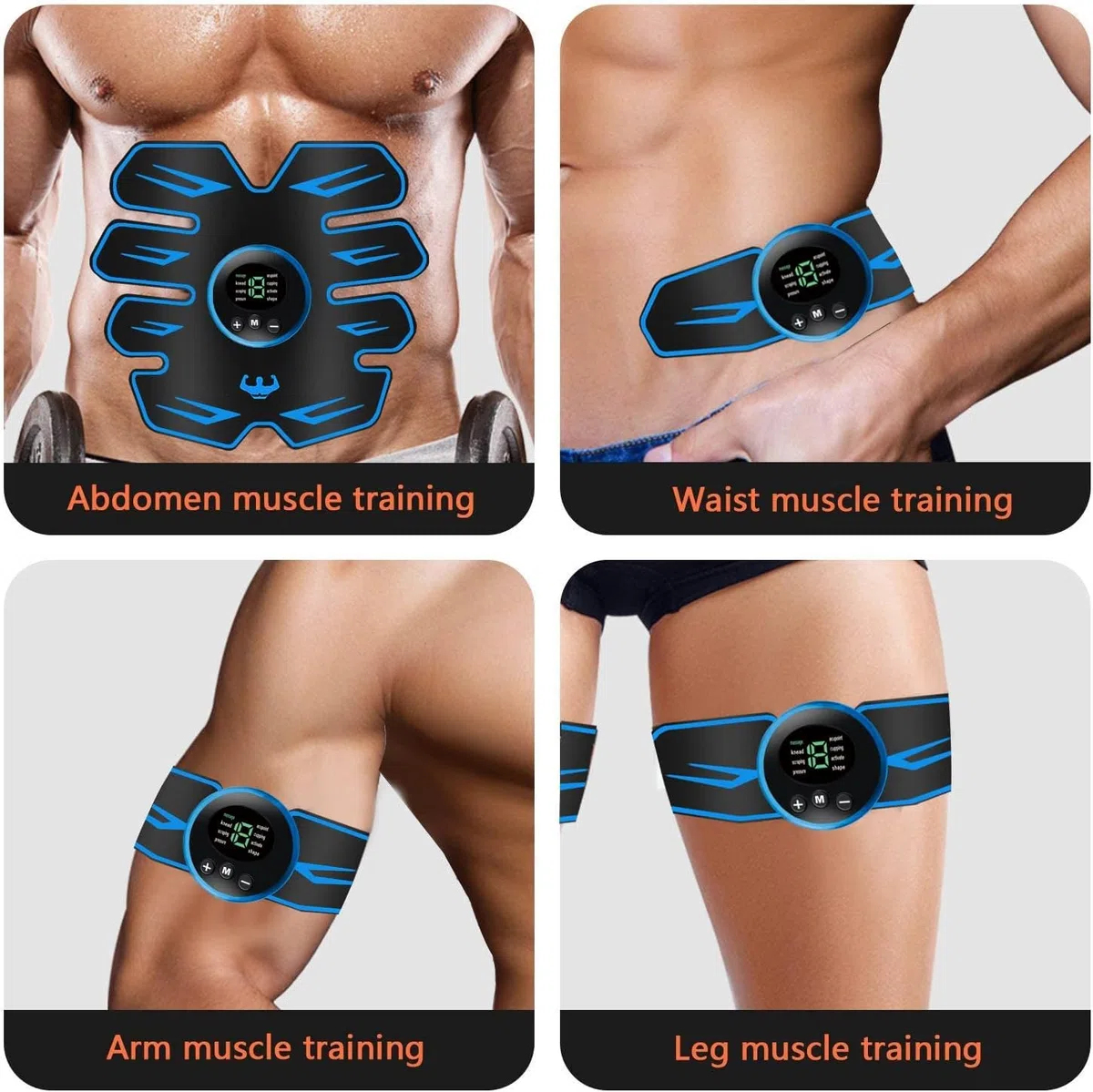 Electrostimulateur Musculaire Femme Homme Entraînement Abdominal pour Abdomen/Bras/Jambes,8 Modes 18 Niveaux, Ceinture Abdominale Electrostimulation