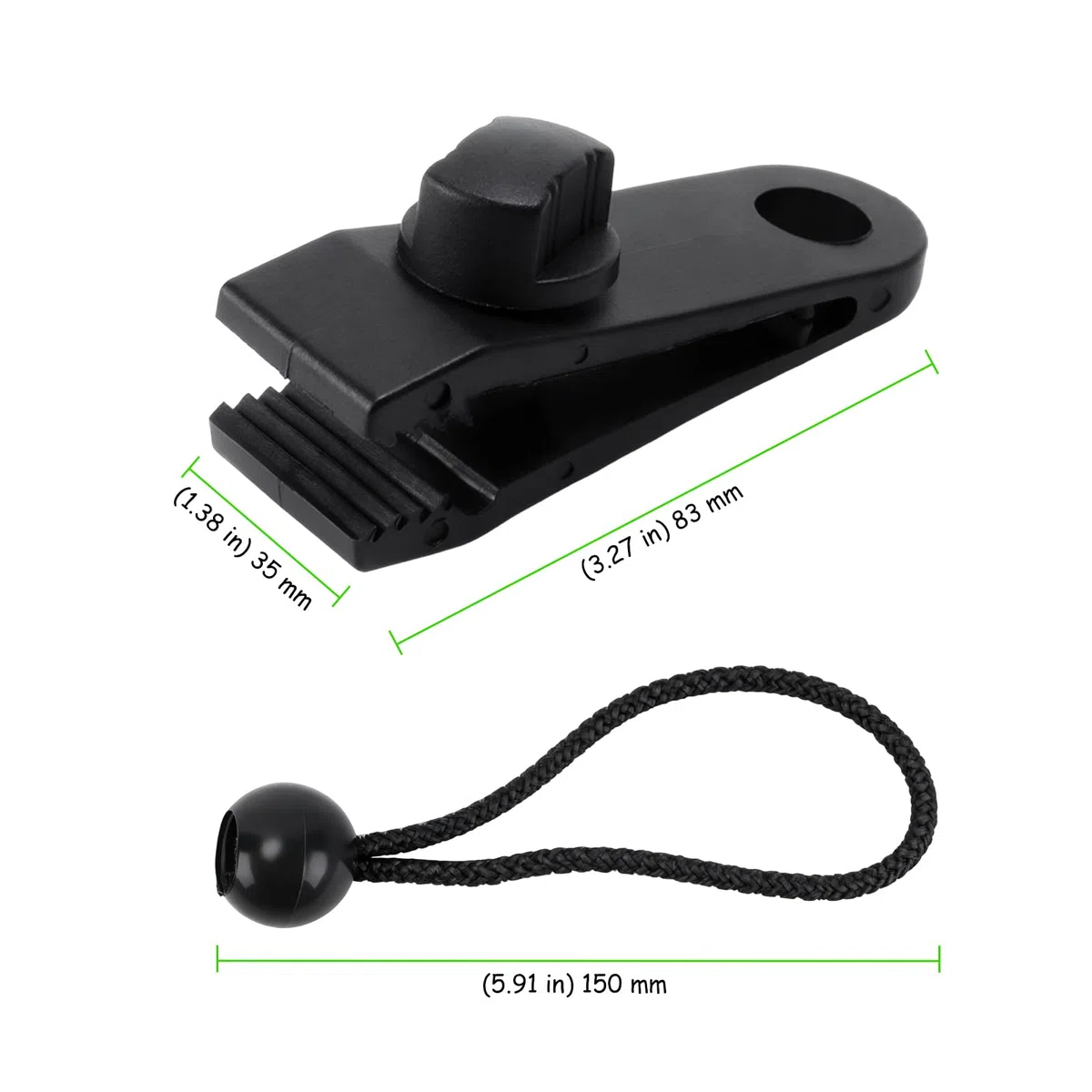 Lot de 20 clips de bâche robustes avec cordons élastiques, attaches de bâche coupe-vent, pinces d'auvent pour tentes de camping, housses de caravane (noir)