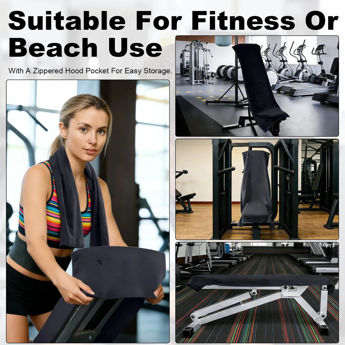 2 Pièces Serviette de Fitness avec Pochette en Microfibre, 135*50cm serviette sport musculation avec Poche Zippée, Séchage Rapide et Ultra Absorbante pour Le Sport, Voyages, Plage, Yoga et Natation