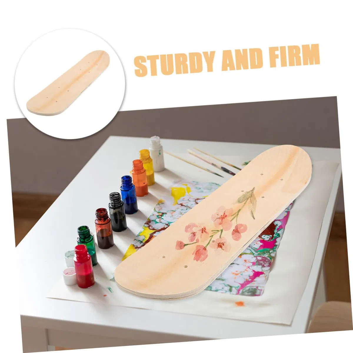Yardwe 2 PièCes Planche À roulettes Vierge Bricolage, 59 x 15 cm, pour Enfants CréAtion Skateboard DéCoration DIY Motricité Fine