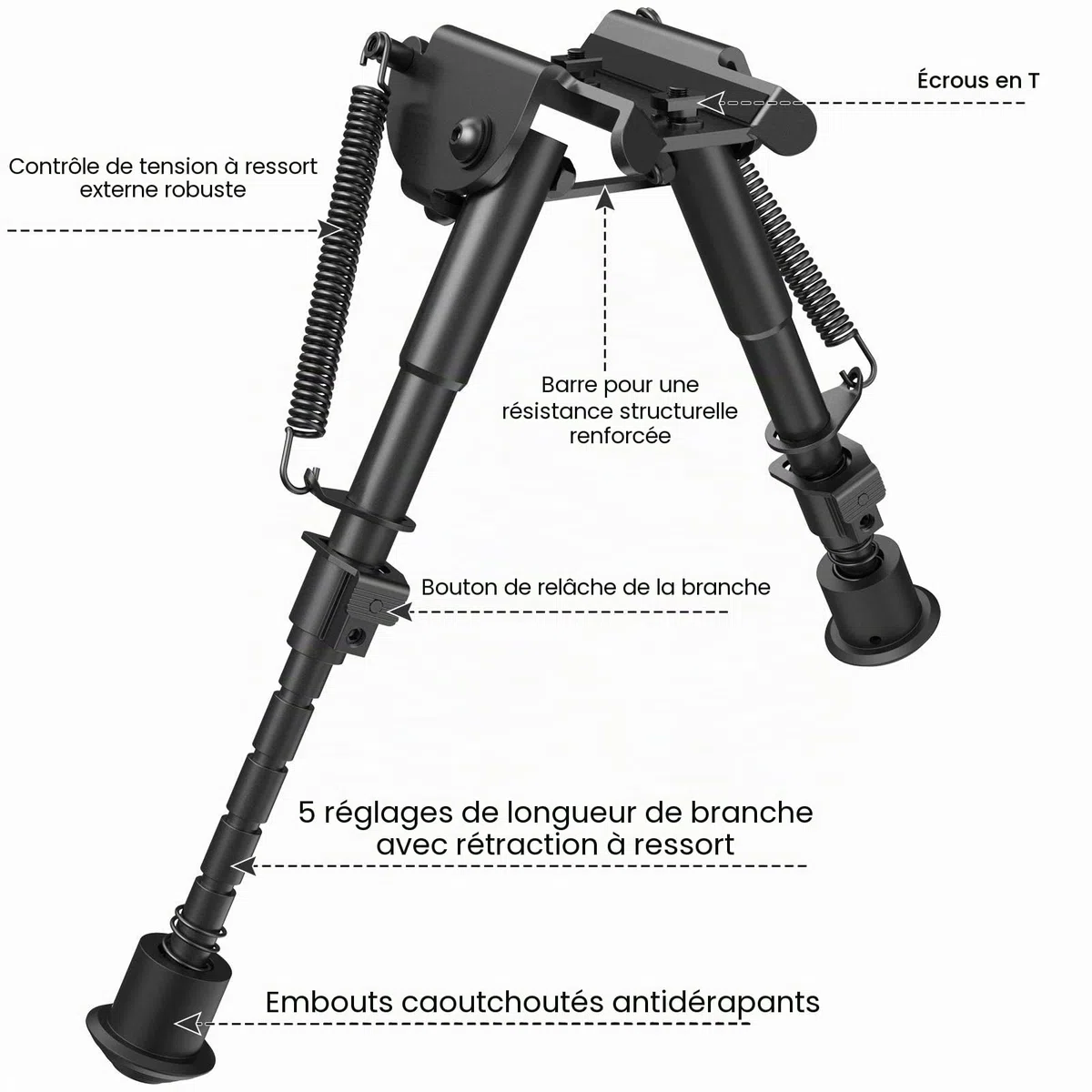 Feyachi B13 Mlok Bipied 6-9 Pouces bipied Rilfe léger se Fixe Directement au système Mlok pour la Chasse et Le tir(Sable)