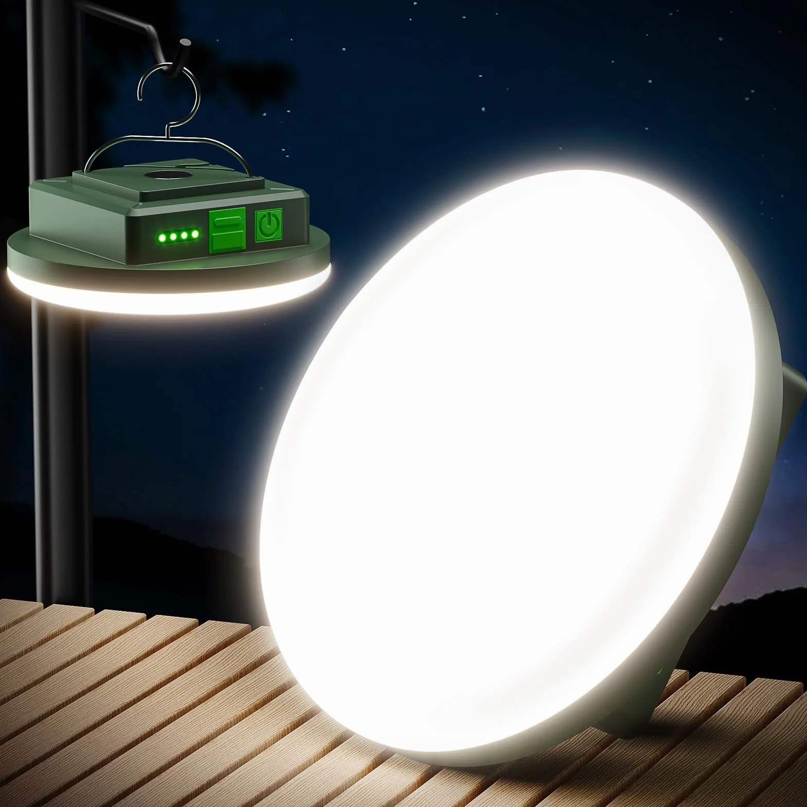 Eventek Lampe Camping 12000mAh, 4000LM Ultraclair Lampe Camping Rechargeable Exterieur avec 4 Modes & Magnetic, IPX5 Étanche Lanterne Camping pour Tentes, Pannes de Courant, Randonnée, Urgences