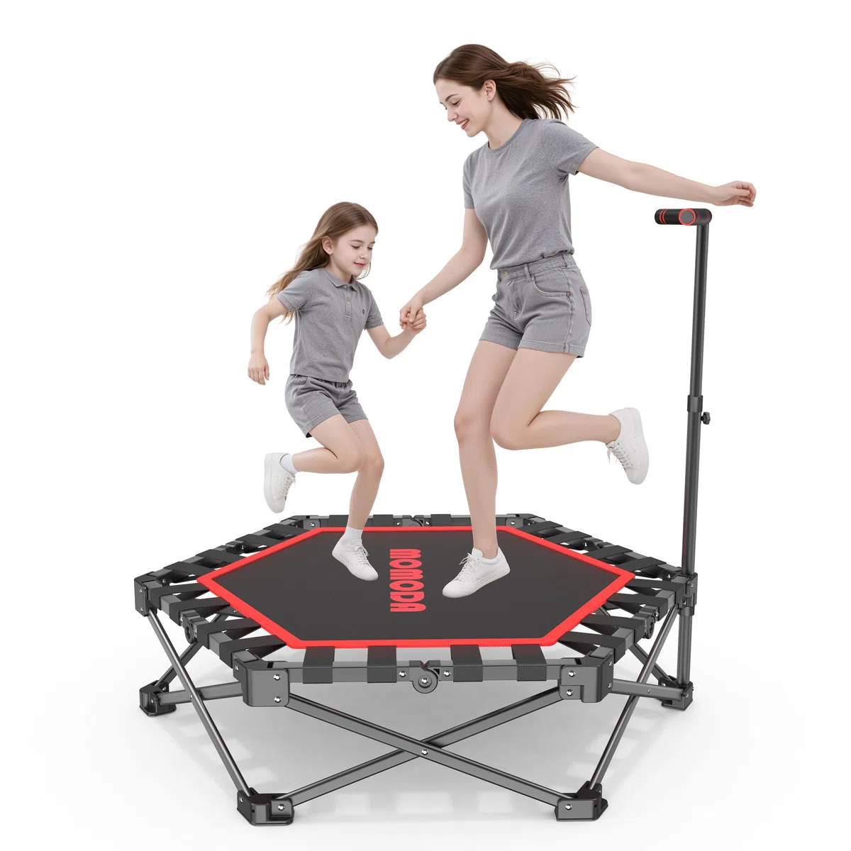 MOMODA Mini Trampoline de 76,2 cm/114,3 cm pour Enfants et Adultes, Trampoline d'exercice Pliable avec poignée, Charge maximale de 90,7 kg