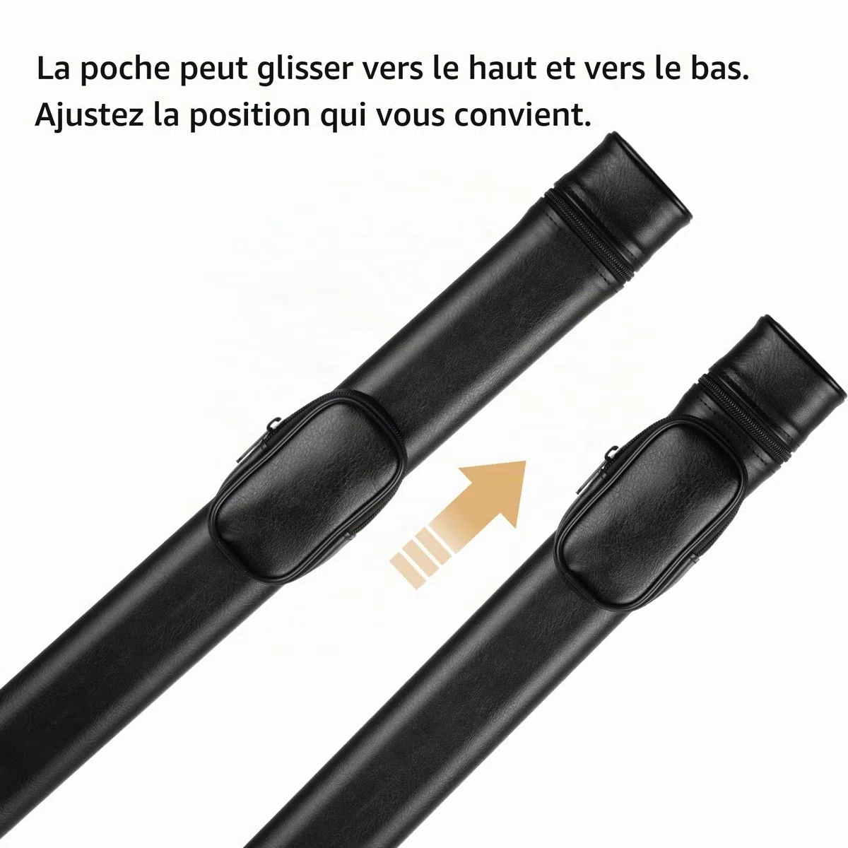 Mallette de queue de billard, 2 trous avec poche extérieure et sangle réglable, 1 boîte rigide pour baguettes de billard