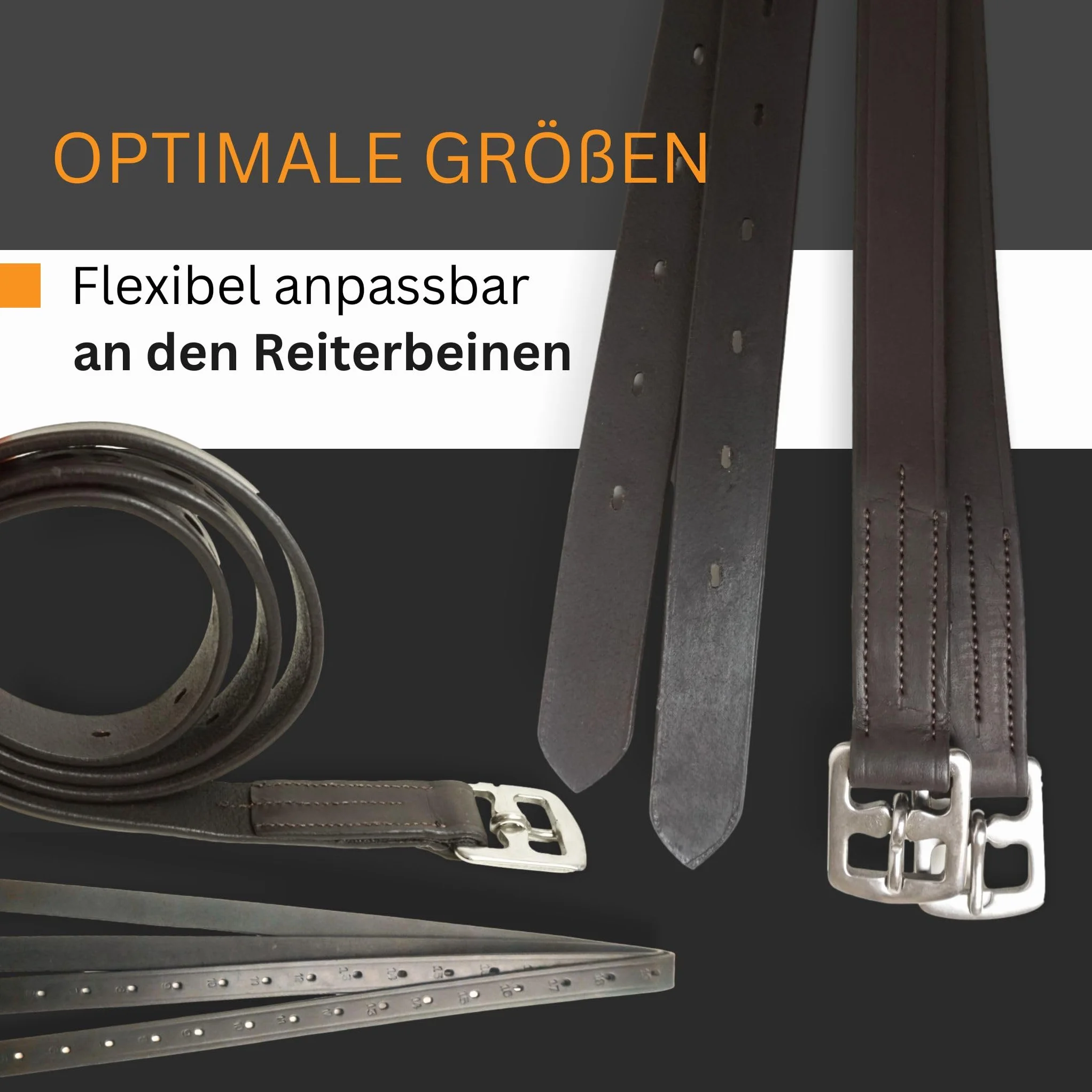 Pferdelinis Étriers en cuir noir - Convient pour les selles anglaises - Longueur : 130 cm - 160 cm (140 cm, noir)