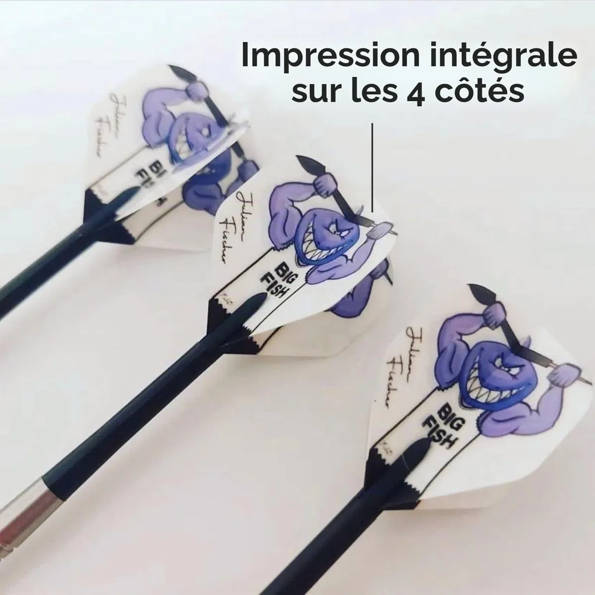 Ailettes de fléchettes personnalisées avec photo et nom | 8 jeux de ailettes fléchettes personnalisées avec le motif de votre choix (24 pièces) | Ailettes pour fléchettes à personnaliser comme cadeau