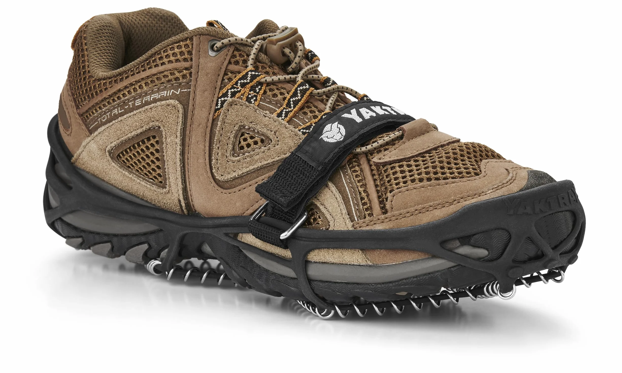 Crampons de randonnée YAKTRAX Pro Heavy Duty Traction, Courroie en Caoutchouc Durable et Spirales en Acier Inoxydable de 1,4 mm, assurant la Traction sur la Glace et la Neige, Noir