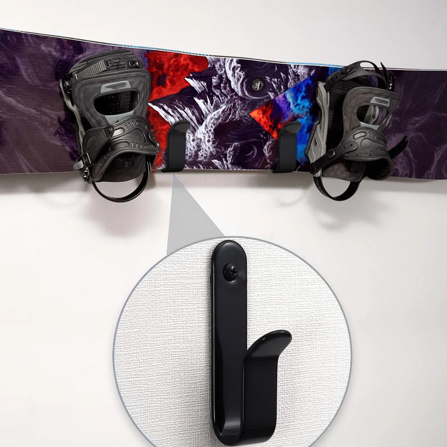 Lot de 2 Clips de Fixation Murale horizontaux pour Snowboard, Support Mural pour Snowboard, Support Mural, Affichage de Snowboard pour la Maison et Le Garage, y Compris