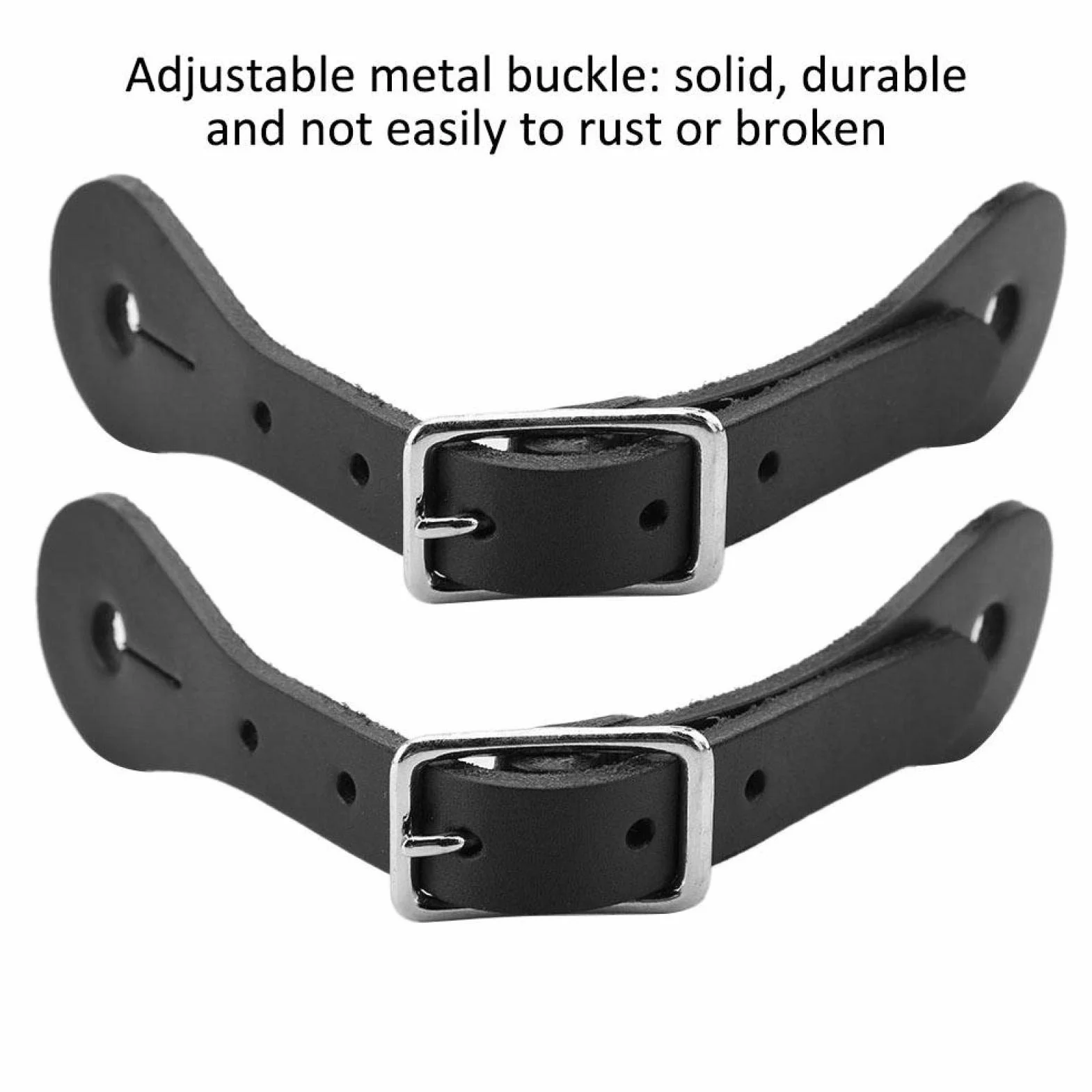 Wosune Sangle d'éperon de Cheval, Sangle de Cheval Accessoires d'équitation Leatherw 1 Paire pour Ceinture d'équitation pour Ceinture en Cuir Noir pour Accessoire de Cheval(Black)