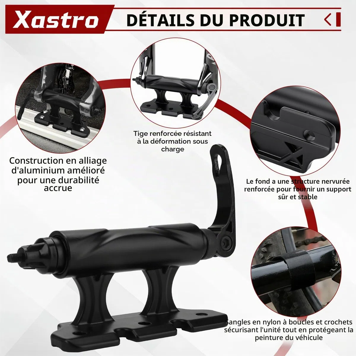Support pour Fourche de Vélo, Support Velo Voiture, Porte-Vélos à Dégagement Rapide, Support Velo Voiture Toit en Alliage d'Aluminium, Fourche de Vélo pour 5/12/15x100mm 15x110mm