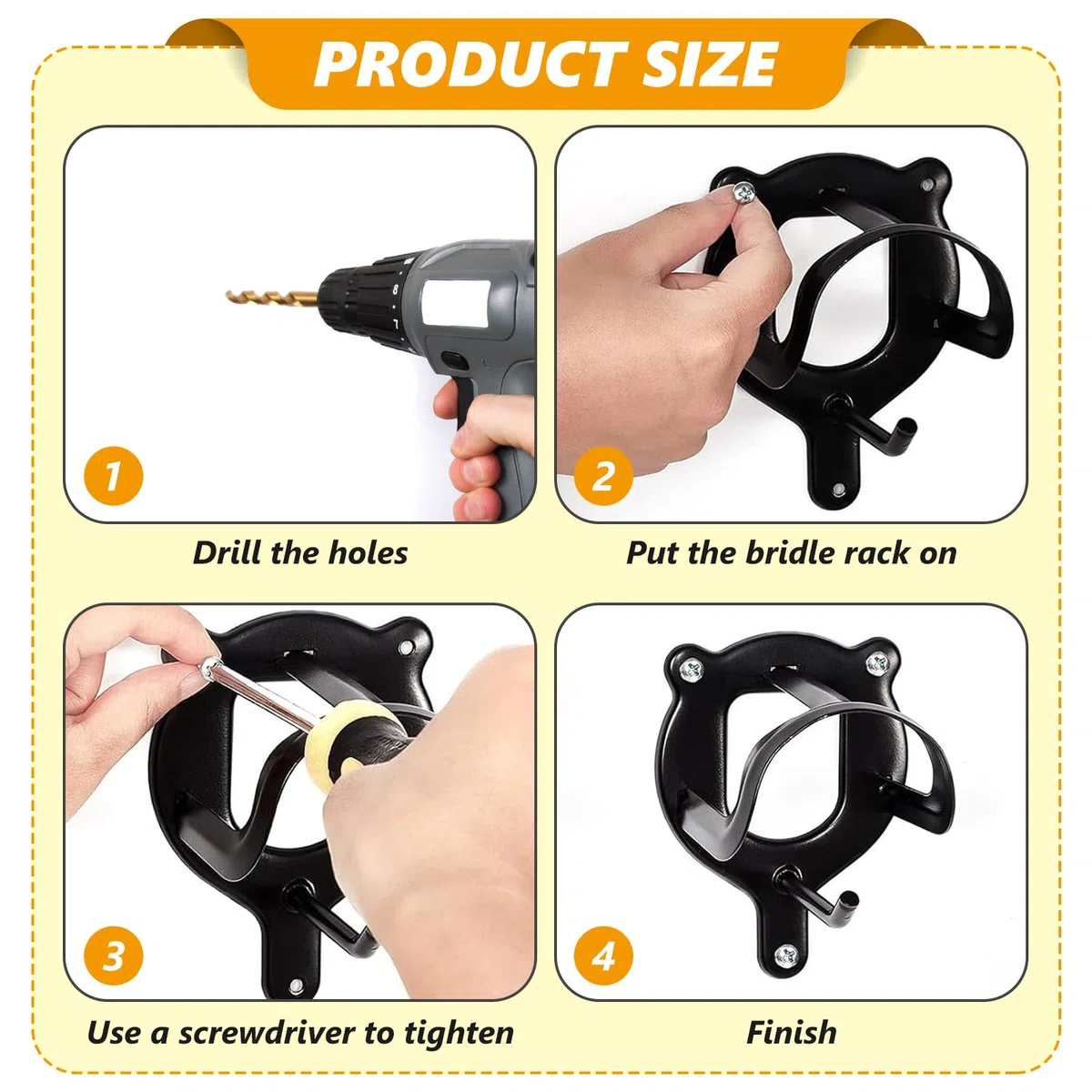 PORFOYO Supports pour Bride De Cheval: 6 Pièces Porte-Bridons en Métal, Crochets De Brides avec Tube D'expansion Et Vis pour Sellerie, Crochet pour Bride pour Sellerie, écurie, Accessoires De Bride