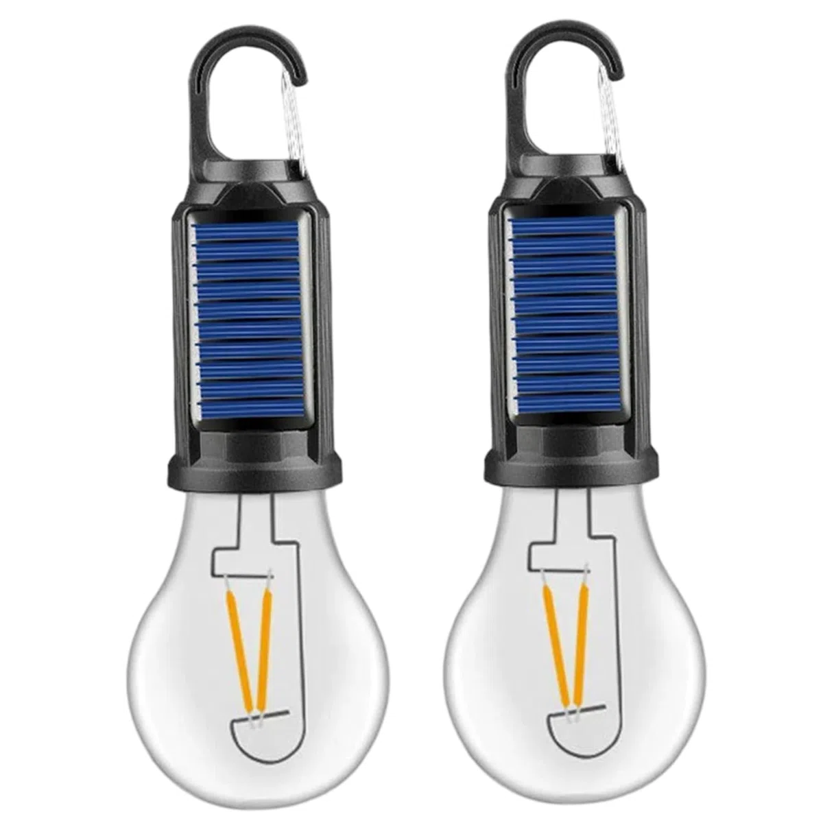 Lot de 2 lampes solaires de camping portables, étanches, multifonctions, rétro, avec crochet, pour camping en plein air, ampoule solaire, lampes solaires pour, poche