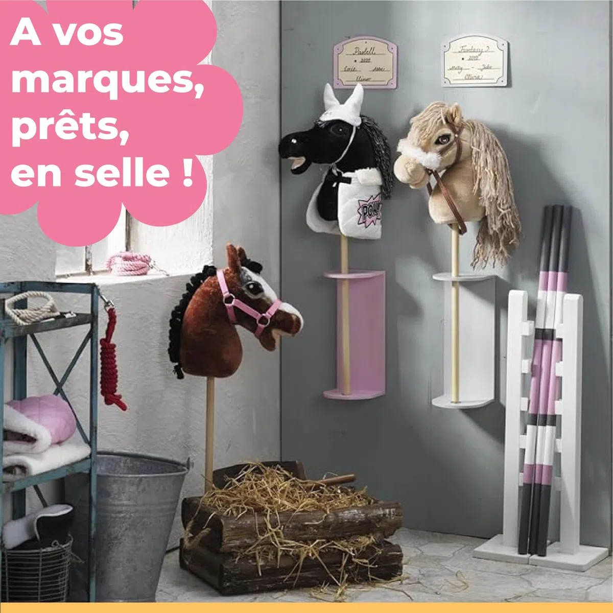 Panduro Hobby Horse Accessoires Bollard et Grackle Brides pour chevaux à branche, réglable, décoration élégante pour chevaux passe-temps - marron
