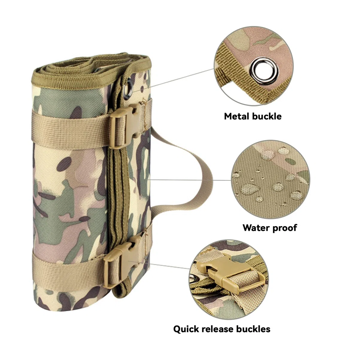 Tapis de Tir Tactique Tissu Oxford Enroulable léger et Tactique Portable Anti-dérapant Pliable Chasse Camping Accessoires pour Randonnée Camping Voyage