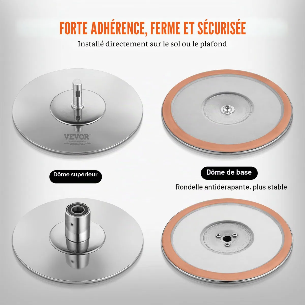 VEVOR Barre de Pole Dance Professionnelle, Pôle de Danse Statique et Rotatif, Kit de Danse à la Barre Verticale Amovible et Portable, Poteau en INOX Robuste 45 mm, Hauteur Réglable, pour Bar Domicile