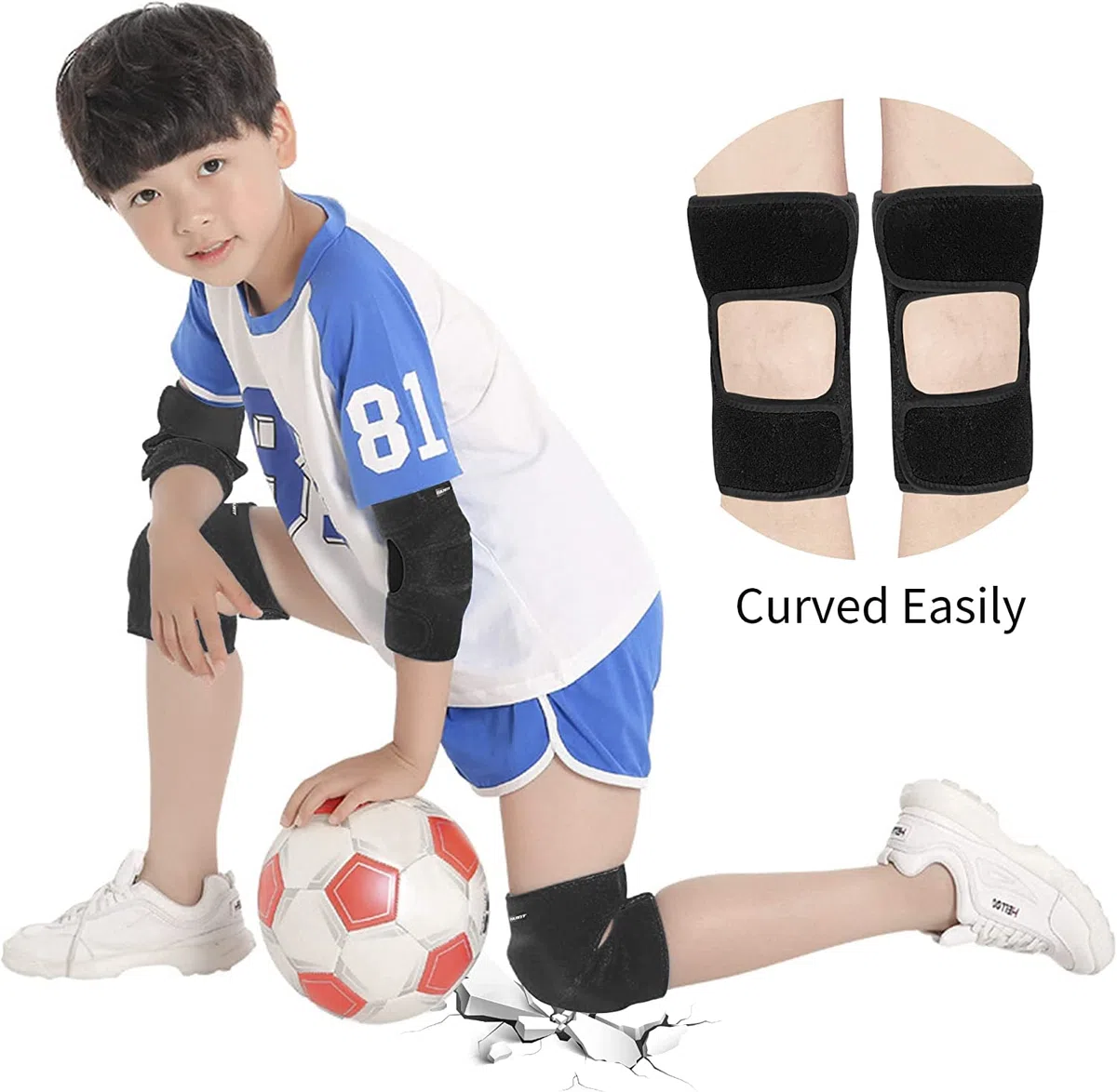 Genouillères Volleyball Ado, Adjustable Éponge Protège Genoux Sport pour Enfant & Adult pour Rollers Hip Hop Danse Vélo Handball Basket BMX Trotinette Football Pilate Travaux