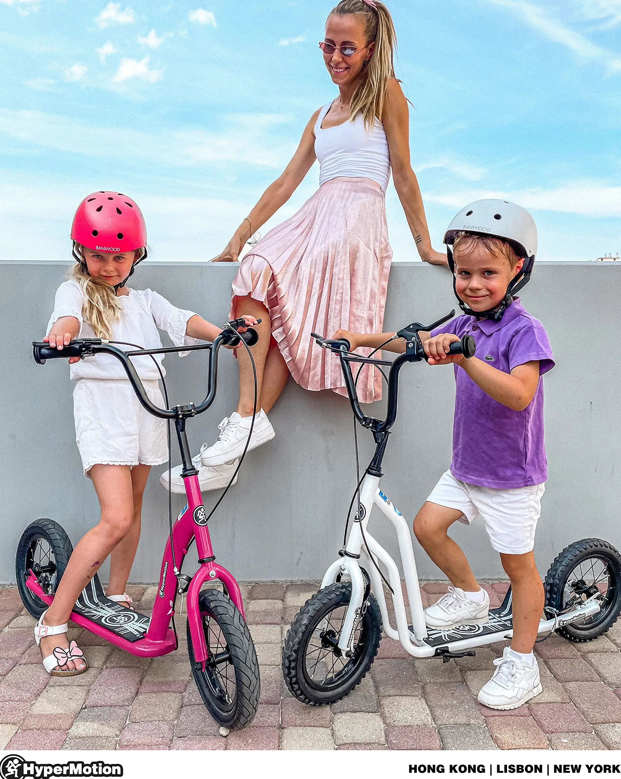 HyperMotion Trottinette Viva 12 pour Enfants et Adolescents Jusqu'à 50 KG Cadre Acier Massif 2 Freins Hauteur Réglable 78 à 85 CM Roues gonflables 30 CM - Blanche