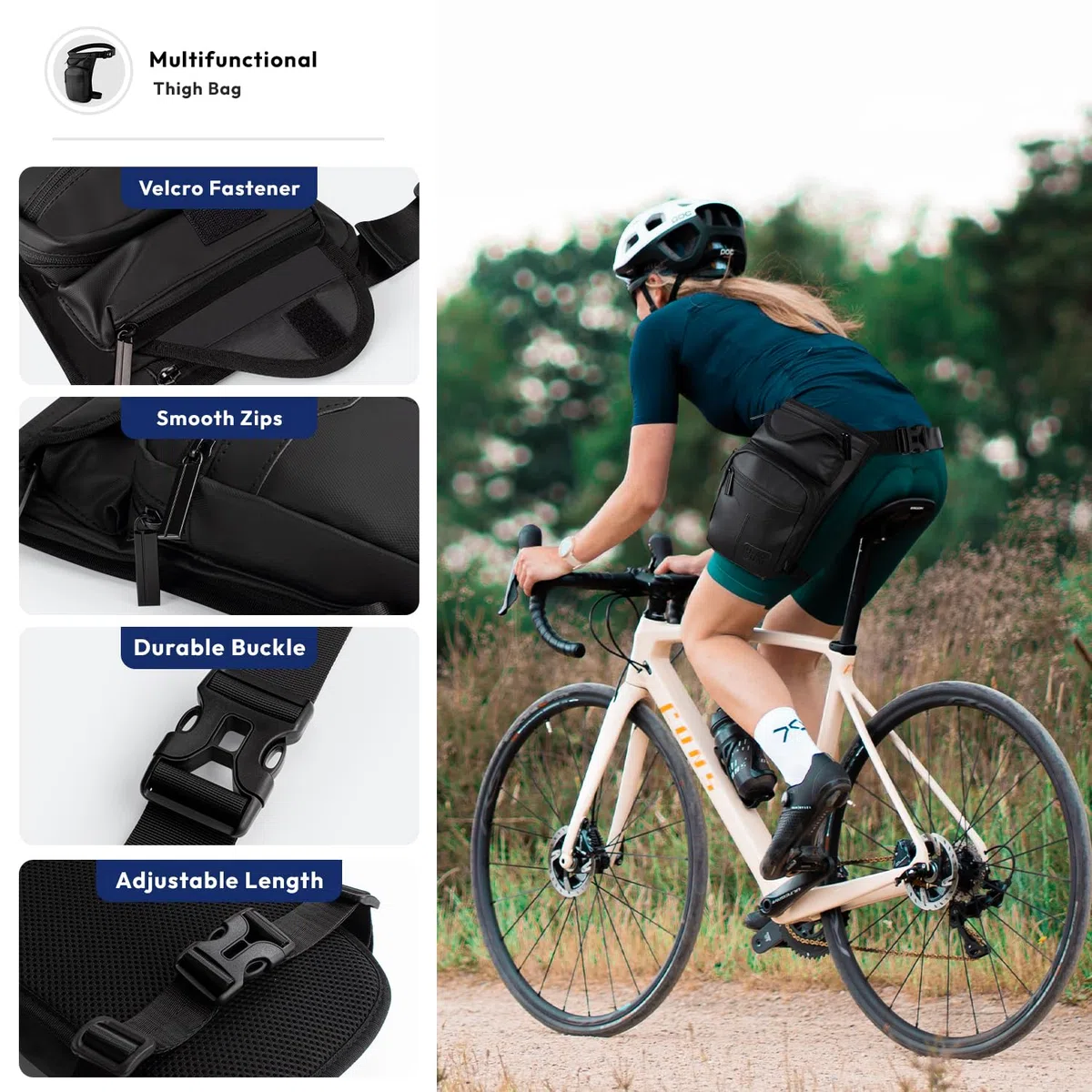 Sac pour Les Jambes Moto Sacoche de Cuisse Pêche Sac de Jambe Tactique, pour Hommes et Femmes, Conçu pour la randonnée, l'alpinisme, la Moto, la pêche,Multi-Poches