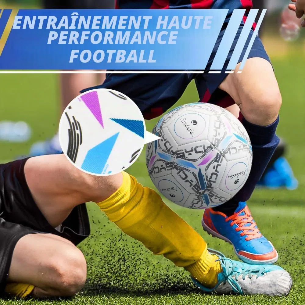 Ballon de football officiel taille 5, ballon de football en cuir avec pompe, ballons de football d'entraînement pour enfants et adultes