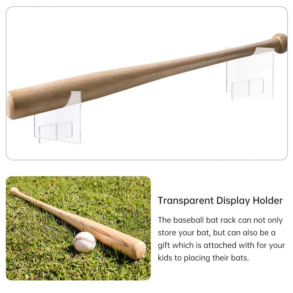 MoreChioce 2PCS Supports de Batte de Baseball, Support D'Affichage de Batte de Baseball Support de Batte de Baseball en Acrylique Support Horizontal de Batte de Baseball