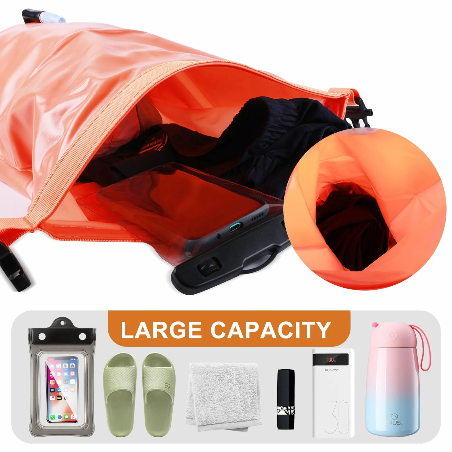 2 en 1 Bouée de Natation et Sac à Dos étanche, 20L Bouee Nage Eau Libre, Gonfleur Bouée avec Pochette Étanche Téléphone, Pince-Nez et Bouchons d'Oreilles, pour Kayak, Triathlon, Surf et Plongée Libre