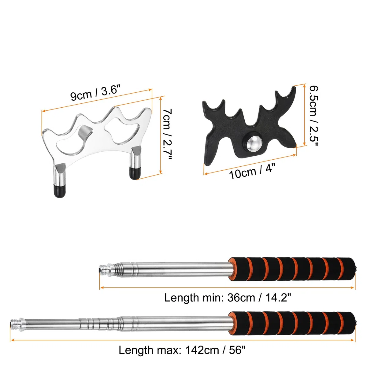 PATIKIL Pont de Queue de Billard Rétractable, Accessoire de Queue de Billard en EVA avec Tête de Pont Basse en Métal Amovible pour Compétition de Billard, Argent/Noir