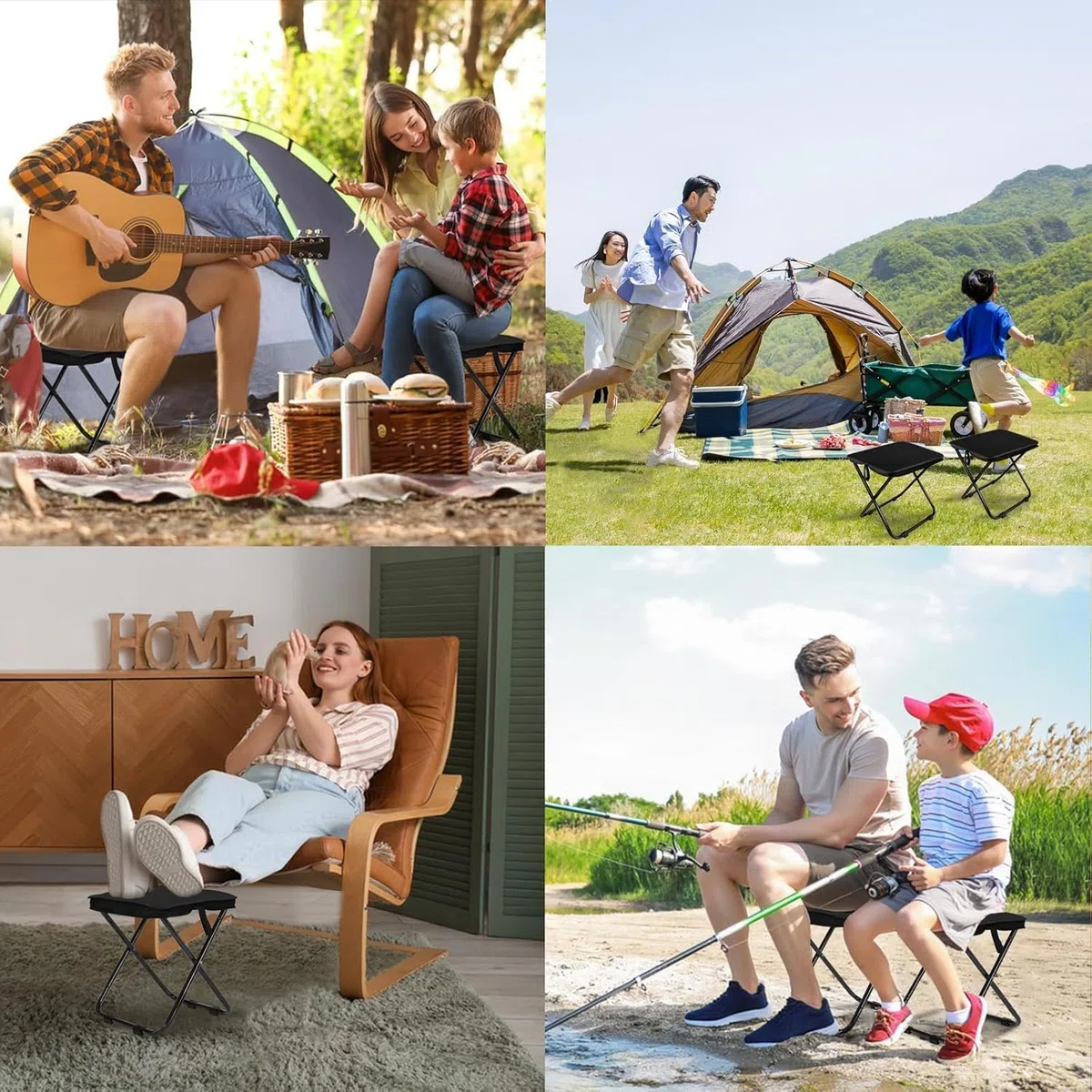 YeahBoom Lot de 2 Tabourets de Camping Pliants Portables,Tabouret de Camping Portable,Chaise de Camping Pliable,Siege de Peche,Tabouret Pliable,pour Voyage,Pêche,Pique-Nique,Barbecue