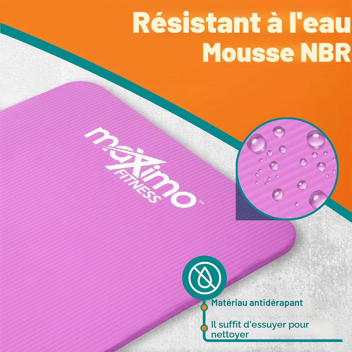 Maximo Fitness Tapis d'exercice physique en NBR de haute qualité – Extra épais de 12 mm – Multi-usage – Parfait pour yoga, pilates, abdominaux.