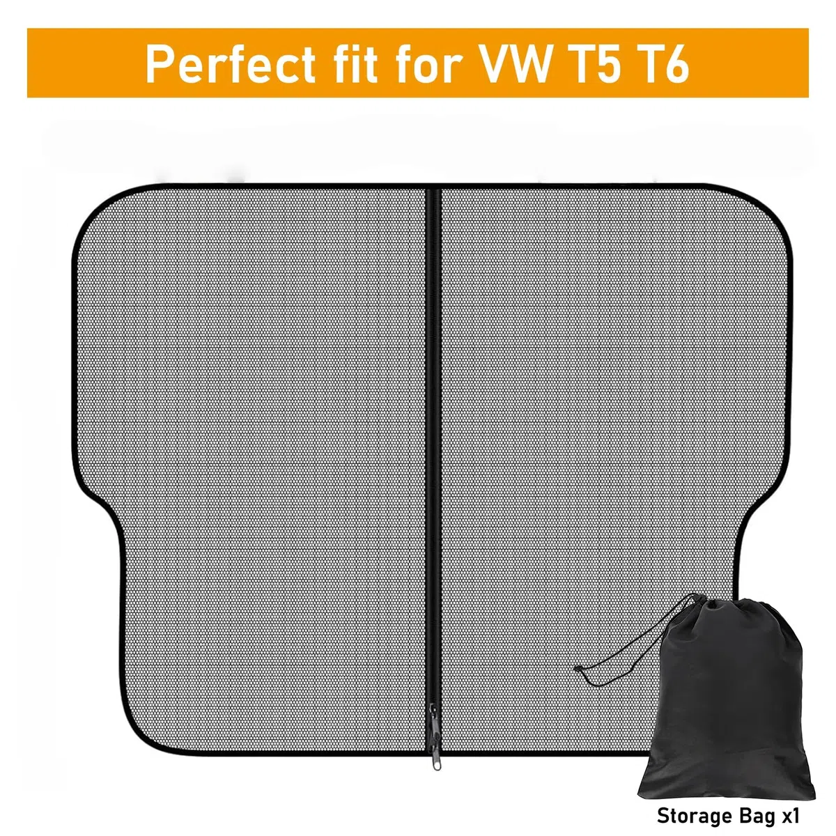Moustiquaire pour Porte Arrière de Voiture Compatible avec VW T5 T6, Fermeture éclair Magnétique Pare Soleil, Rideau de Séparation Amovible, Anti-Insectes Protection Solaire Voyage Camping