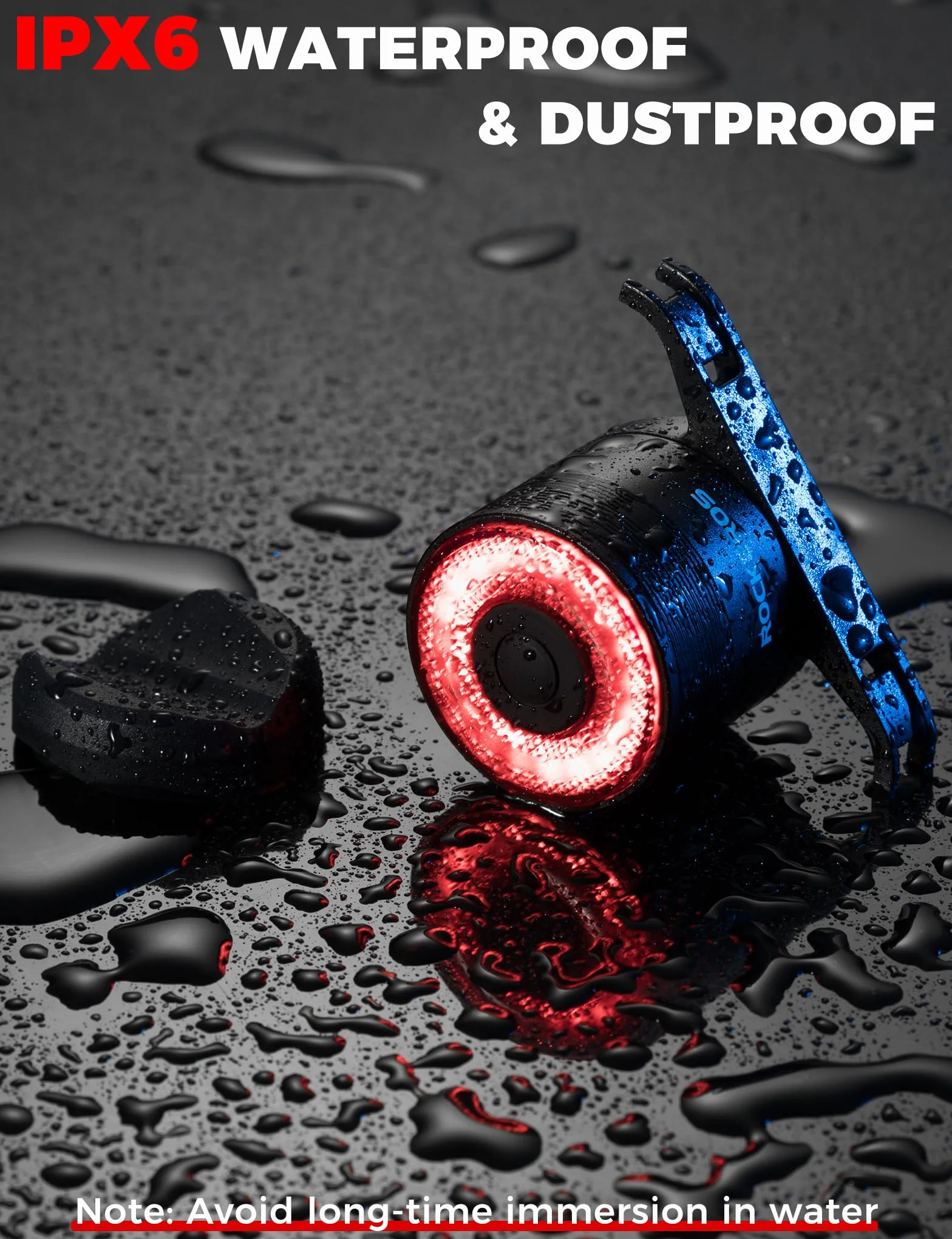 ROCKBROS Feu Arrière Vélo Intelligent avec Capteur de Freinage, RGB LED 4 Modes, Éclairage Arrière USB-C Rechargeable IPX6 Allumage Auto pour Route et VTT