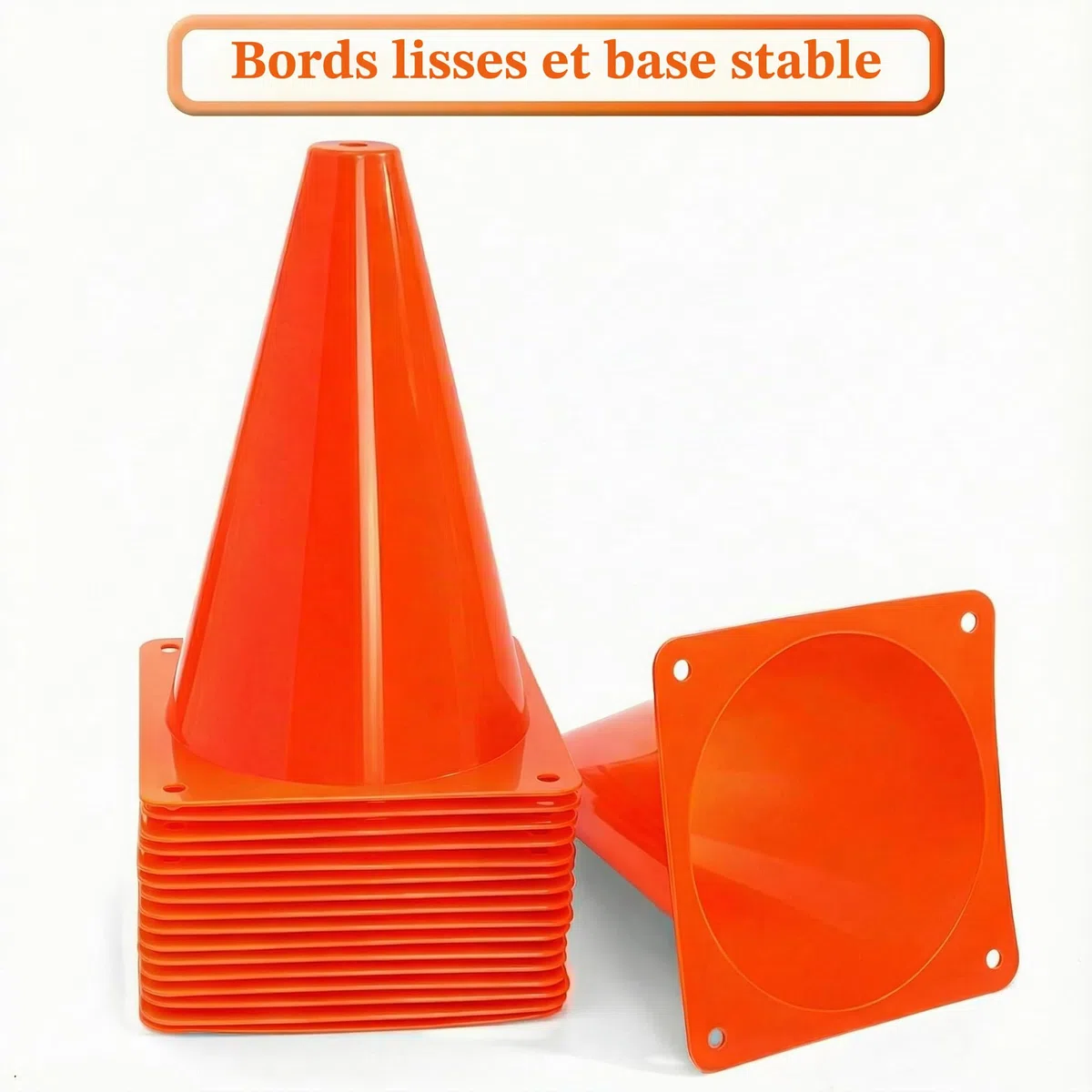 Lot de 40 cônes d'entrainement en Plastique pour activités de Plein air et événements festifs Orange 17,8 cm
