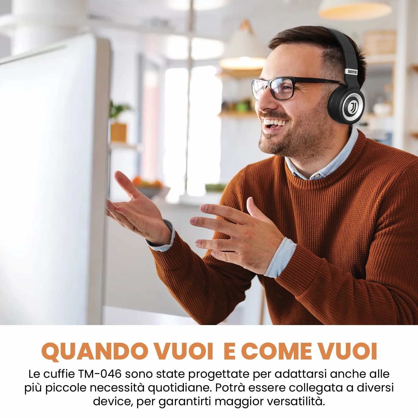 TECHMADE Juventus Casque sans fil avec micro intégré, HiFi stéréo, Micro SD, FM Radio pour iPhone/Android/Voyage/PC (Simple)