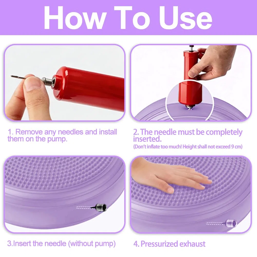 Coussin d'équilibre avec pompe, Ø 34 cm, coussin orthopédique, coussin d'équilibre instable, coussin d'équilibre pour l'entraînement du tronc, l'entraînement du dos et la coordination