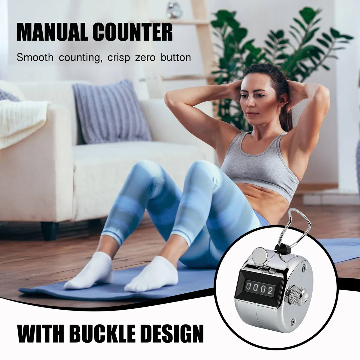 6PCS Compteur Manuel, Mécanique en Métal 4 Chiffres avec Anneau Doigt, Compteur de Clic Portable Remise à Zéro, Compte Rang Tricot Golf Sport École Comptage Précis 0 à 9999